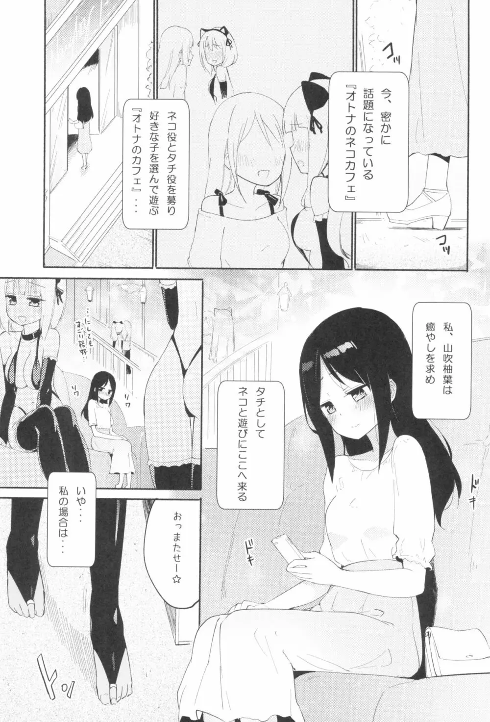 タチまっしぐら 3 ~ネコ♀カフェ百合合同 III~ Page.3