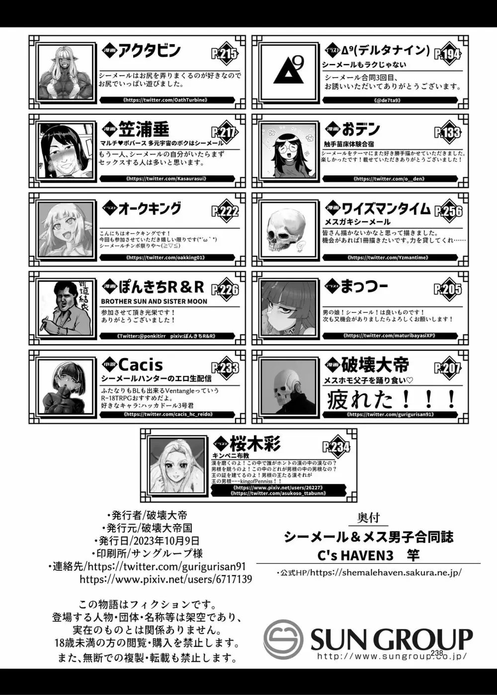 シーメール&メス男子合同誌 C's HAVEN3 竿 Page.238