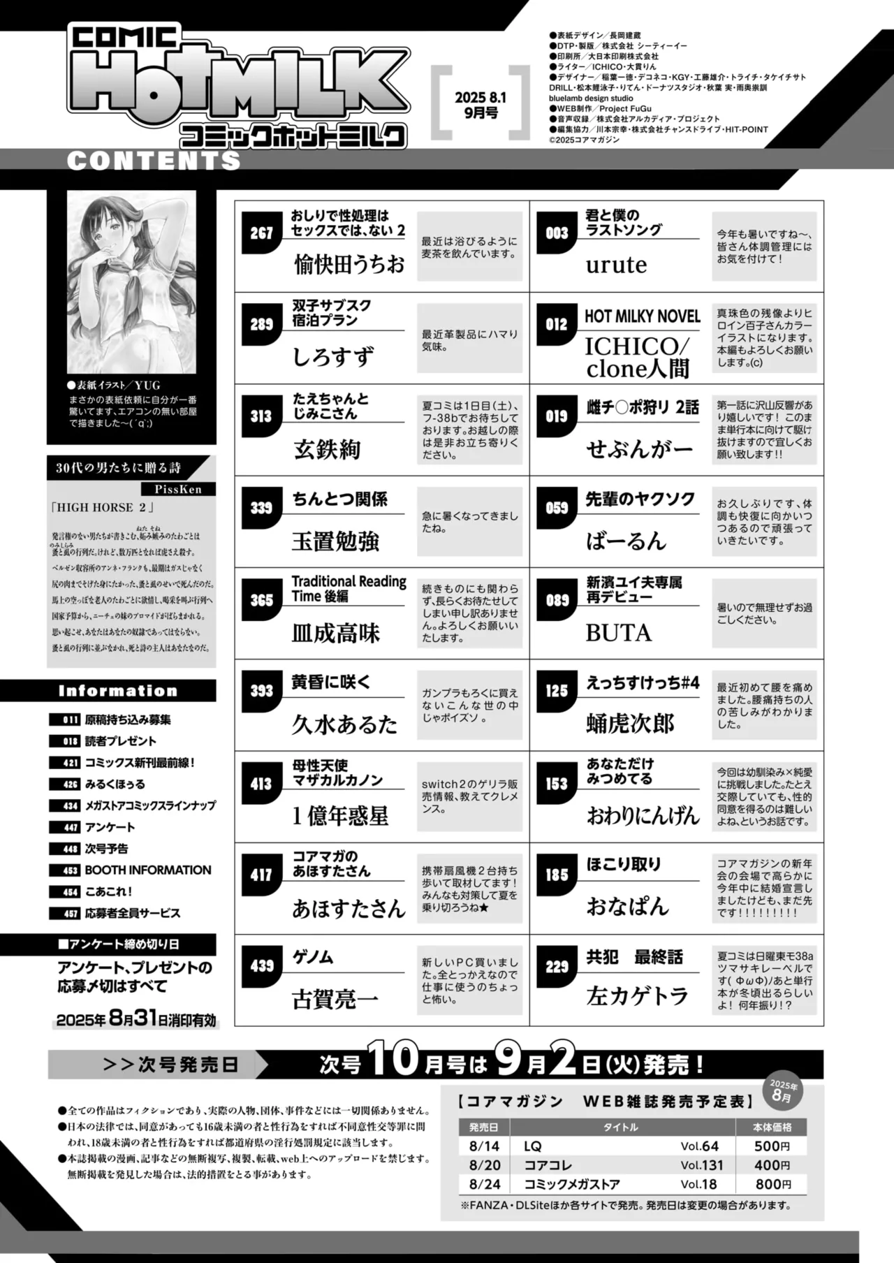 コミックホットミルク 2025年9月号 Page.2