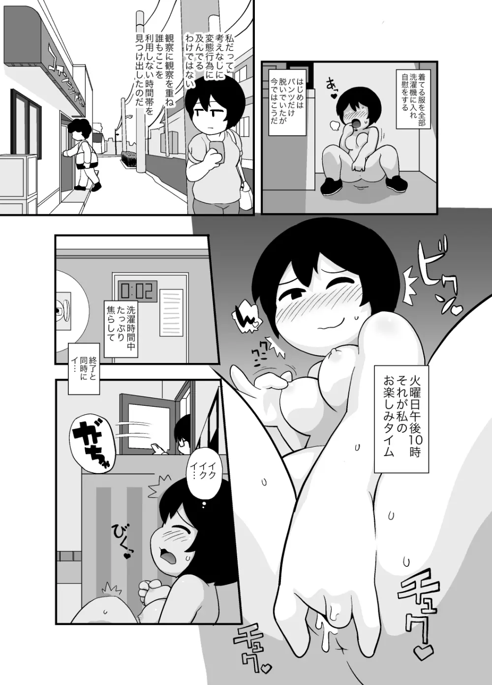 コインランドリーで露出オナニーが趣味の人妻が人に見られる話 Page.4
