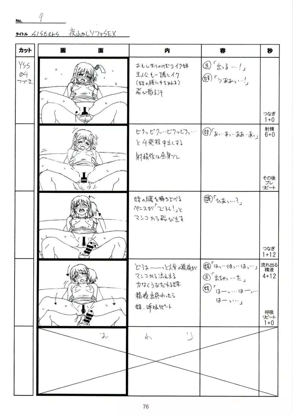 SISTERS~夏の最後の日~ Hシーン全パート絵コンテ集 Page.76
