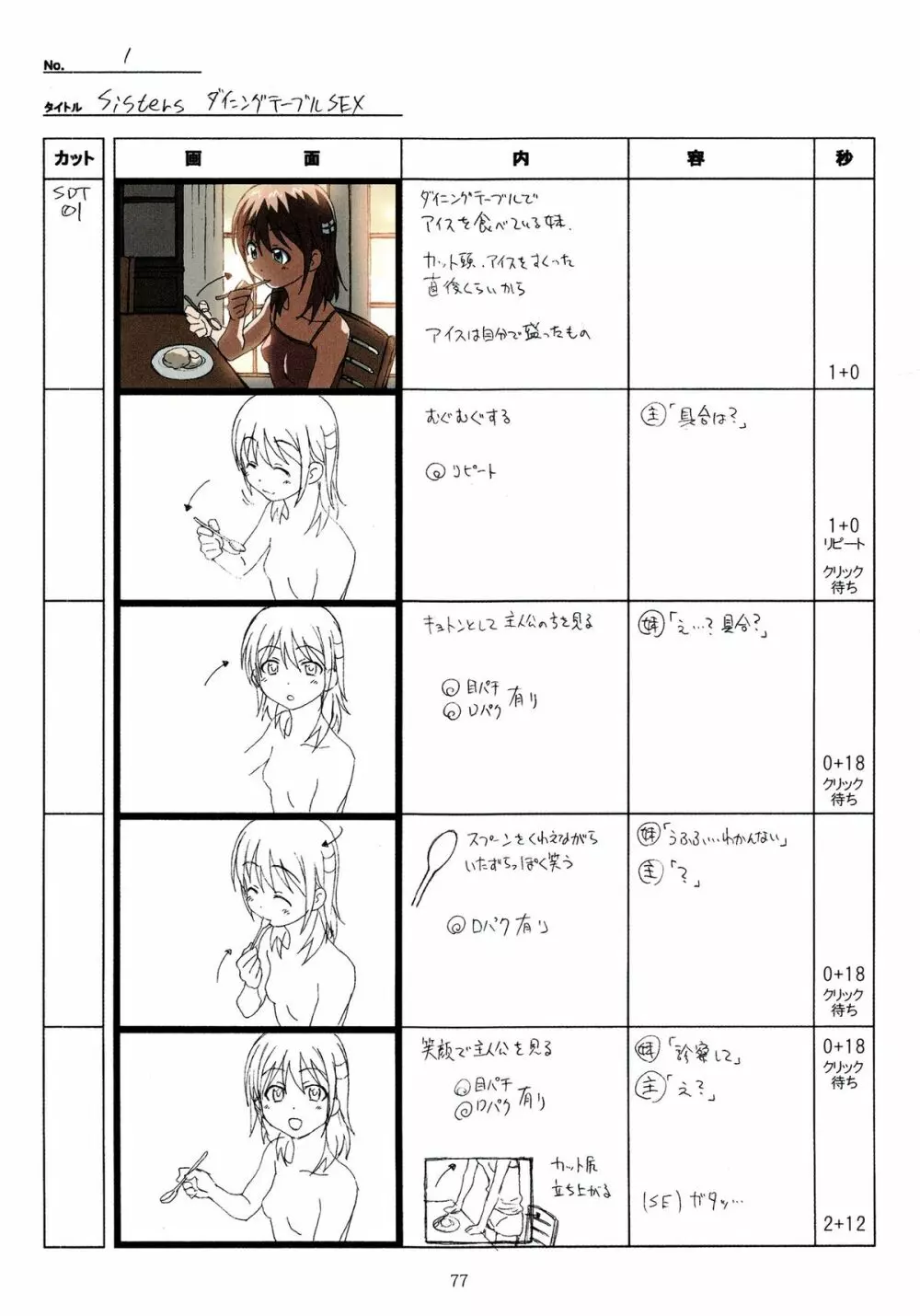 SISTERS~夏の最後の日~ Hシーン全パート絵コンテ集 Page.77