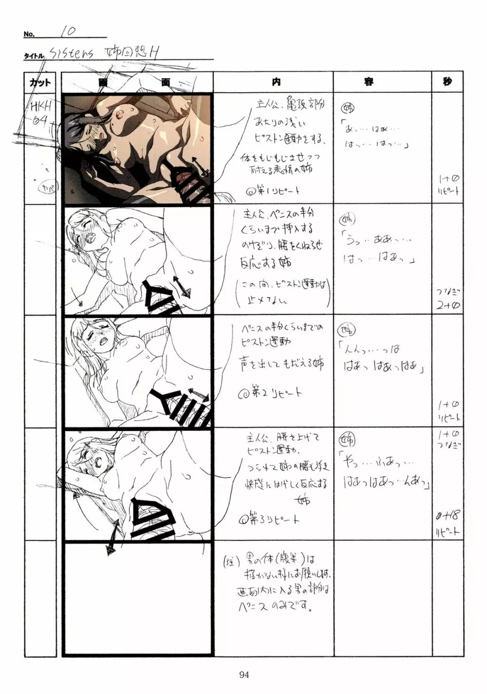 SISTERS~夏の最後の日~ Hシーン全パート絵コンテ集 Page.94